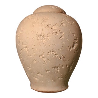 1980s Postmodern Jaru of California Faux Travertine Lidded Jar For Sale