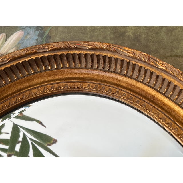 French Louis XVI Style Gold Oval Wall Mirror For Sale - Image 12 of 18