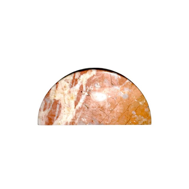 Pink Art Deco Staiger Quartz West Germany Mantel Clock Half-Moon Pink Marble Base For Sale - Image 8 of 9