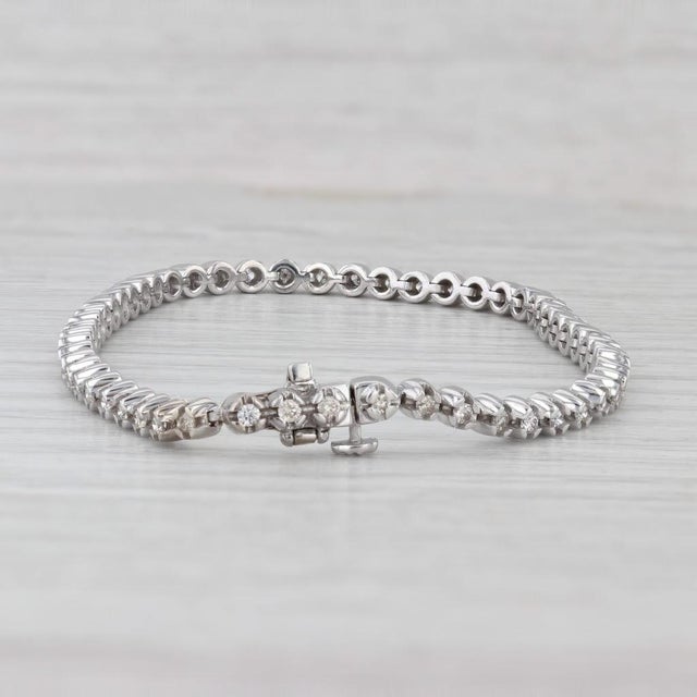 0.80ctw Diamond Tennis Bracelet 10k White Gold 6.75" 3mm For Sale In Greensboro - Image 6 of 8
