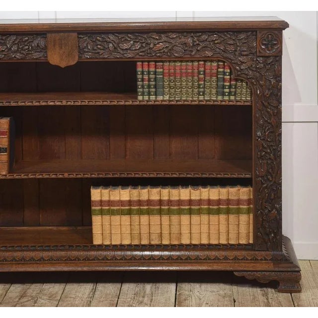 Carved Oak Open Bookcase For Sale - Image 3 of 16