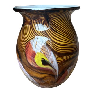 Beautiful Italian Murano Hand Blown Glass Vase 12” Tall For Sale