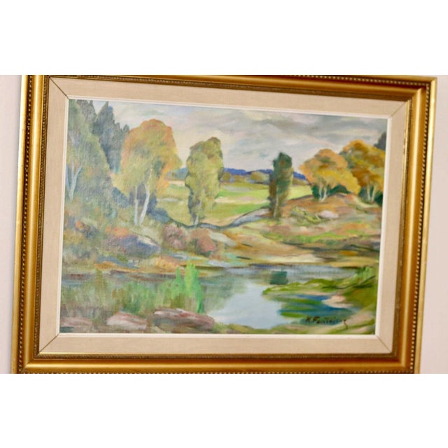 Katarina Fontaine, Lush Landscape, 1960s, Oil on Canvas, Framed For Sale - Image 5 of 11
