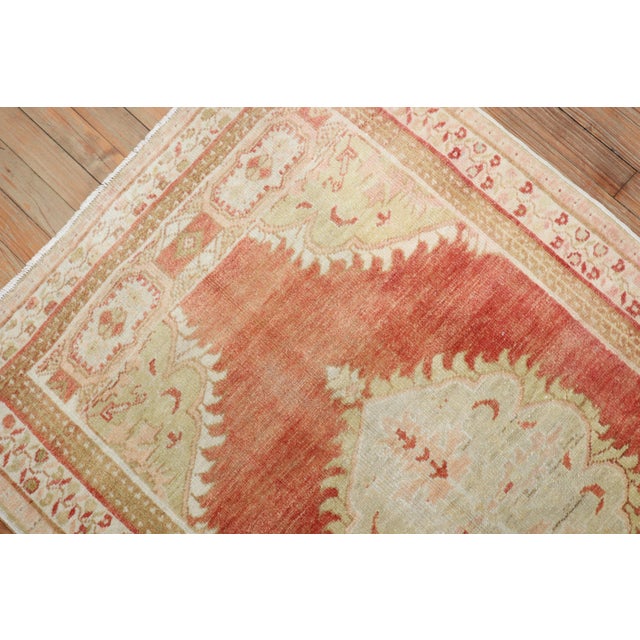 Rustic Vintage Zabihi Collection Soft Red Turkish Rug For Sale - Image 3 of 8
