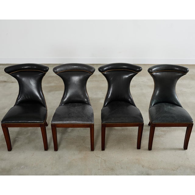 Traditional Set of Four Ralph Lauren Highgate Leather Dining Chairs For Sale - Image 3 of 18