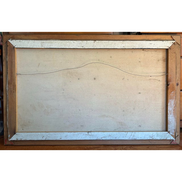 Large Vintage Realistic Framed Seascape Oil Painting on Canvas Signed Lockwood For Sale In Philadelphia - Image 6 of 6