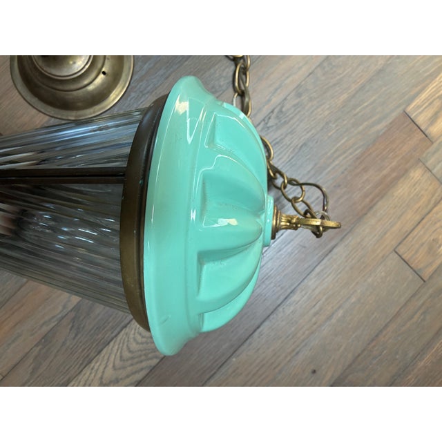 Late 20th Century Vintage Painted Metal 3 Light Hanging Lantern For Sale - Image 5 of 6