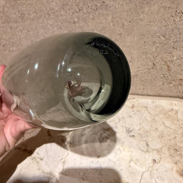 Per Lutken Holmegaard 1957 Smoke Grey Torpedo Glass Vase Per Lütken Holmegaard For Sale - Image 4 of 10