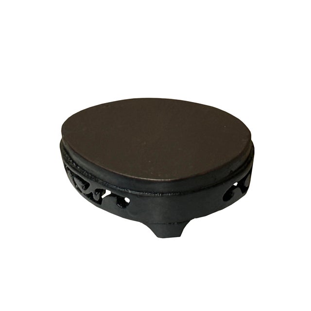 Rustic 3" Black Wood Uneven Oval Shape Display Stand Riser Easel For Sale - Image 3 of 7