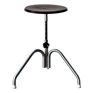 Industrial Brown Height-Adjustable Stool, 1970s For Sale