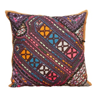 Hand Embroidered Cross Motif Antique Jaisalmer Pillow For Sale