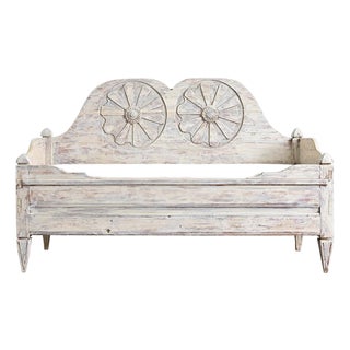 Swedish Gustavian 18th Century Painted Pine Settee with Storage For Sale