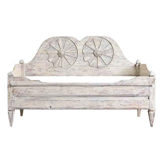 Swedish Gustavian 18th Century Painted Pine Settee with Storage For Sale