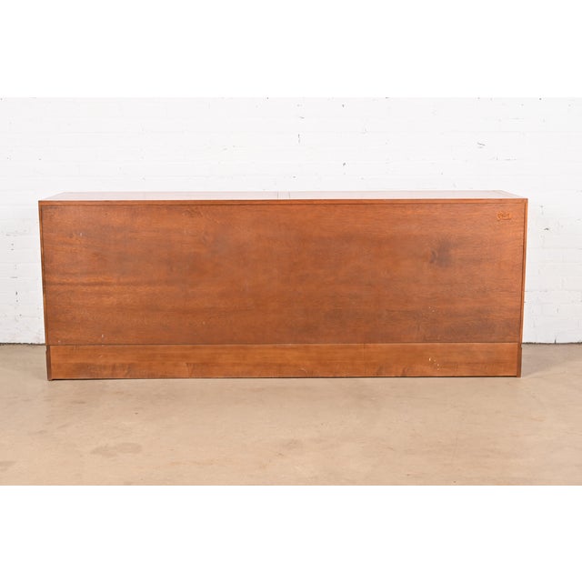 Baker Furniture Hollywood Regency Campaign Walnut Dresser or Credenza For Sale - Image 11 of 12