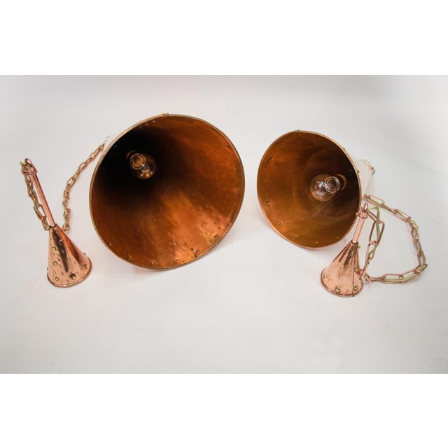Danish Hammered Copper Cone Pendant Lamps by E. S. Horn Aalestrup, 1950s, Set of 2 For Sale - Image 9 of 14