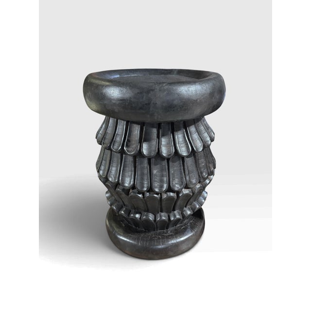 1970s Vintage Tribal Nobility Wood Bamileke Stool/Table Cameroon 16" H For Sale - Image 5 of 7