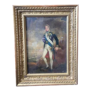 Oil on Wood Depicting Amiral Horatio Nelson in Military Costume at Trafalgar England 19th Century