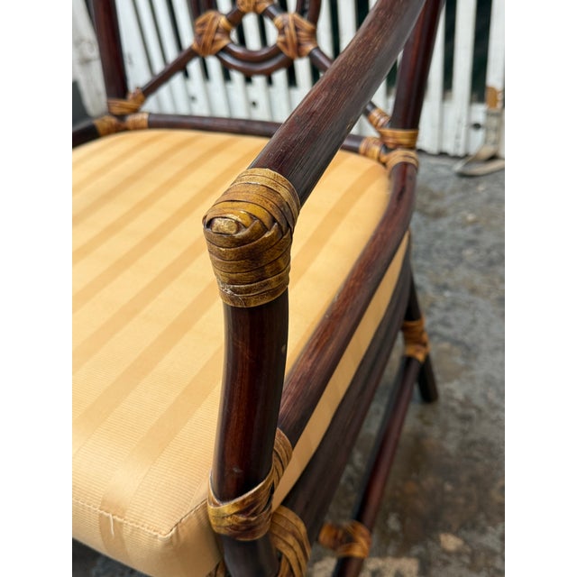McGuire Style Target Back Armchairs, Pair For Sale - Image 10 of 12