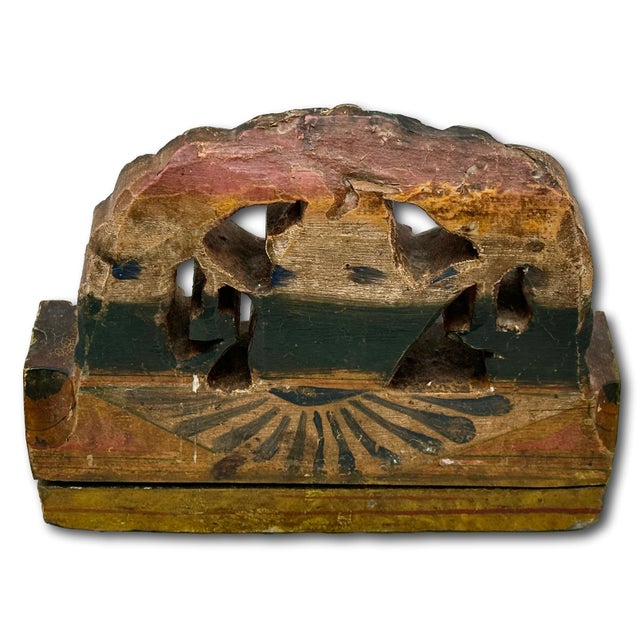 Unusual Antique Italian Hand Carved & Painted Wood Madonna & Child Sicilian Donkey Cart Fragment - Weighted for Doorstop For Sale - Image 13 of 18