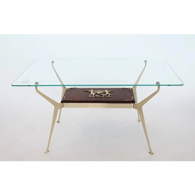 Italian Coffee Table in Brass and Mahogany, 1950s For Sale - Image 18 of 18