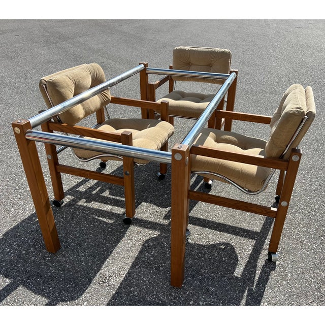 Mid 20th Century Post Modern-Back Dining Chairs With Arms on Casters - Set of 6 For Sale - Image 9 of 12