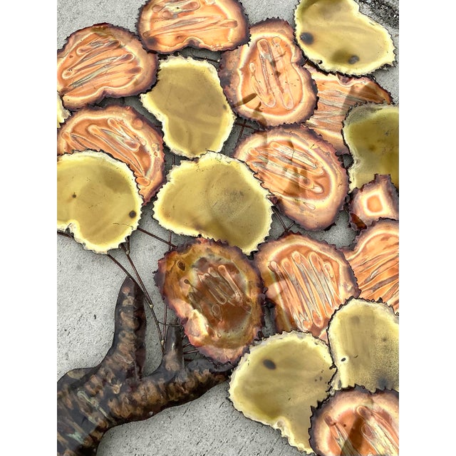 Vintage Torch Cut Brass and Copper Tree Wall Sculpture For Sale - Image 10 of 12