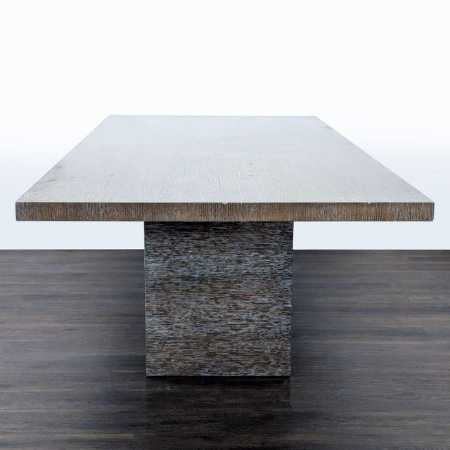 Moniker Home Modern Extendable Dining Table With 8 Restoration Hardware Leather Chairs For Sale - Image 9 of 17