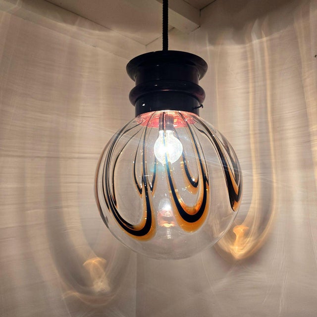 1970s Mid Century Modern Murano Glass Pendant Chandelier, Italy For Sale In Dallas - Image 6 of 12