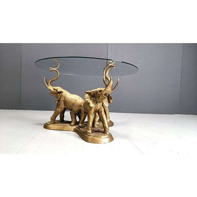 Vintage Brass Elephant Coffee Table, 1970s For Sale - Image 4 of 10