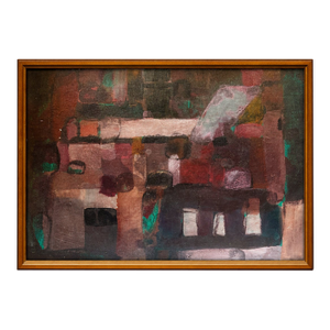 Haunting Glow (1954) — Mid-Century American Abstract Cityscape, Oil on Panel | Cranbrook Provenance