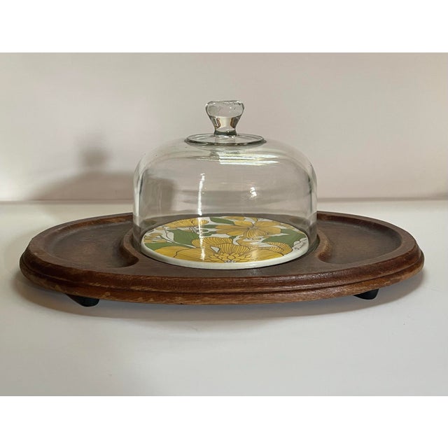 Wood Mid 20th Century Yellow Flower Snack Board For Sale - Image 7 of 9
