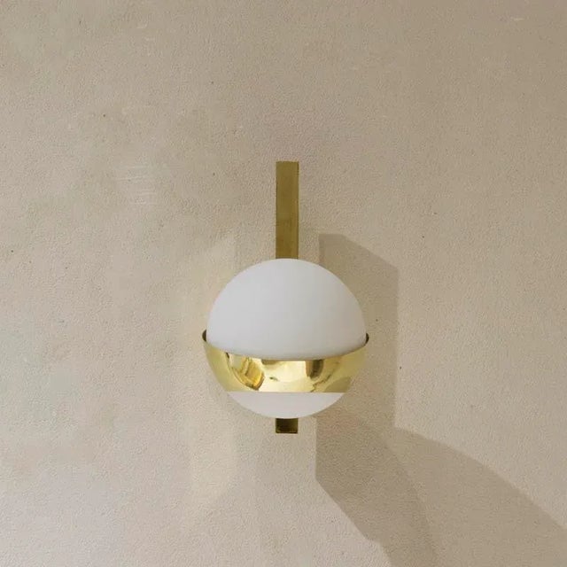 Opaline and Brass Wall Lights, Set of 2, in Very Good conditions. Designed 1960 to 1969 Up to 250V (Europe/UK...