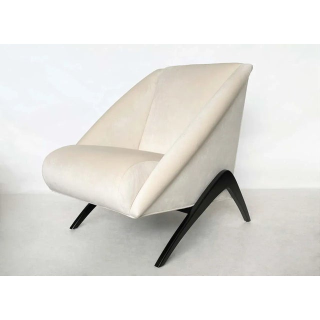 Gio Ponti Italian Gio Ponti Style Geometric Club or Lounge Chairs - a Pair For Sale - Image 4 of 9