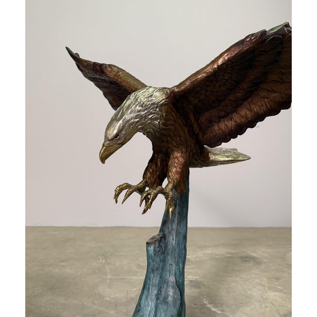 2010s Bronze Bald Eagle in Flight With Outstretched Talons Sculpture - 30"h For Sale - Image 5 of 11