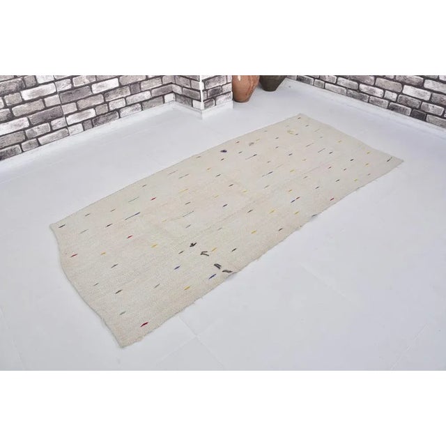 Turkish Neutral Organic Original Hemp Kilim For Sale - Image 4 of 9