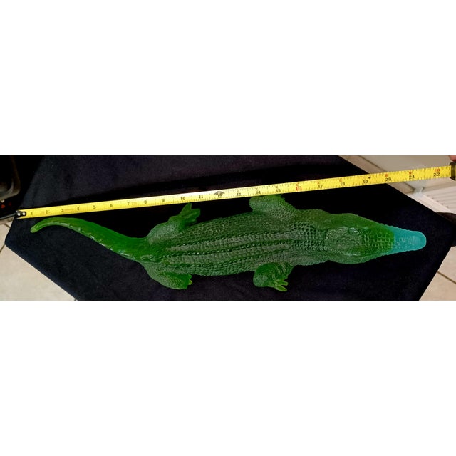 Green Rare Retired HTF Daum France Large Crystal Green Alligator Figurine Pate-De-Verre 20" For Sale - Image 8 of 12