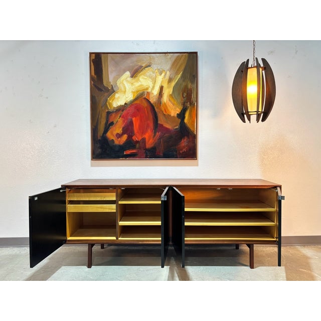 Mid 20th Century Mid 20th Century Florence Knoll Walnut Credenza W/ Ebonized Doors For Sale - Image 5 of 13