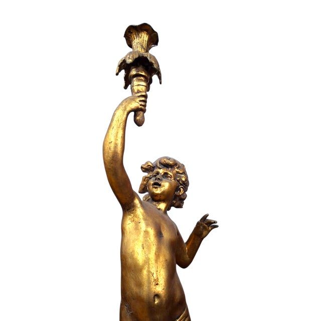 Unknown, Gold Leaf Candlestick Angels, 1950s, Epoxy Resin, Set of 2 For Sale - Image 4 of 7