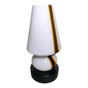 Carlo Moretti Style Space Age Lamp From Murano in Opaline Glass and Marble Base