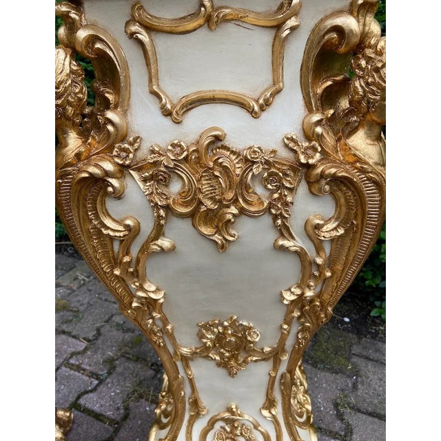 Cream Late 20th C Italian Baroque Cream Gold Pedestal – Single Pc For Sale - Image 8 of 12