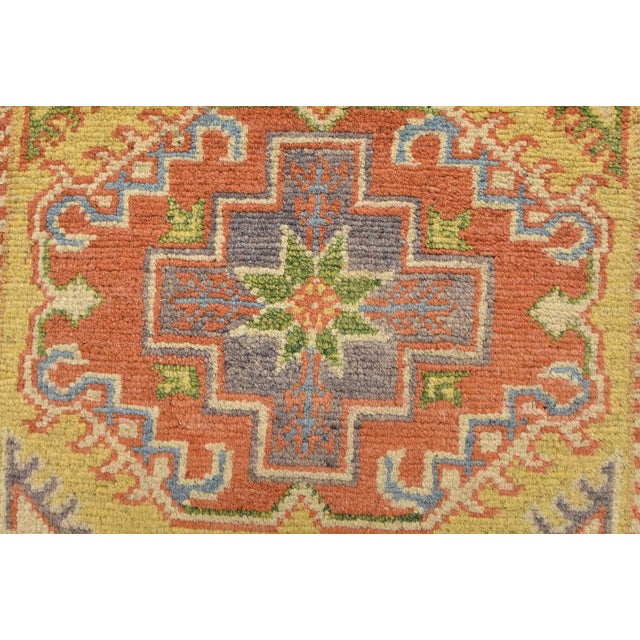 Kazak Rug 2’8” X 4′ Gold Wool Tribal Hand-Knotted Oriental Carpet For Sale In Philadelphia - Image 6 of 10