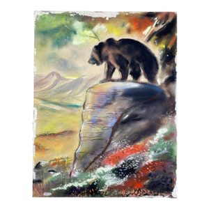 Gene Carr Mixed Media Illustration of a Grizzly Bear, 1930