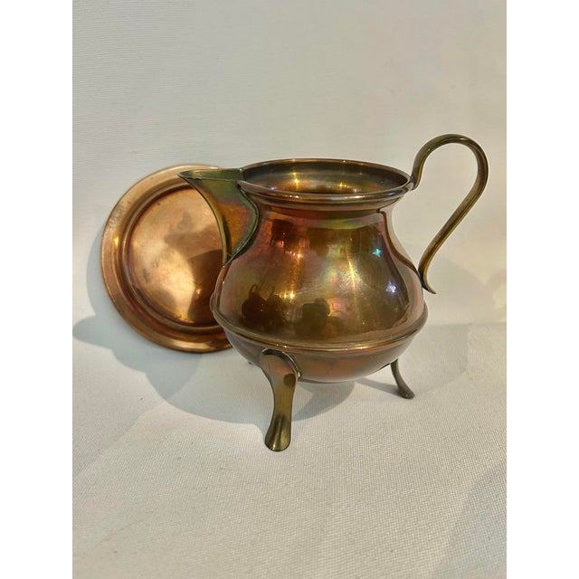 Antique Swedish Oscar Nilsson Eskilstuna Copper & Brass Coffee or Tea Service With Warming Stands - 3 Piece Set For Sale - Image 11 of 12