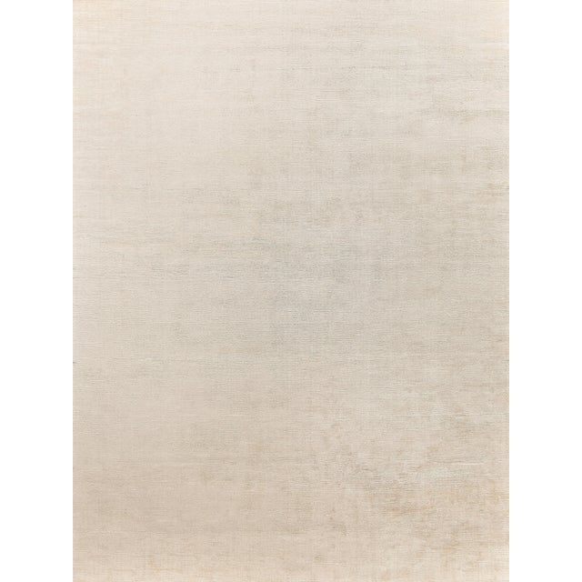 Wood Exquisite Rugs Soft Lines Handmade Bamboo Silk & Banana Silk Light Beige Rug-10'X14' For Sale - Image 7 of 7