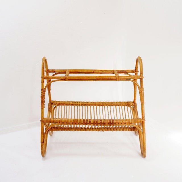 Vintage Dutch Rattan Magazine Rack, 1960s For Sale - Image 4 of 14