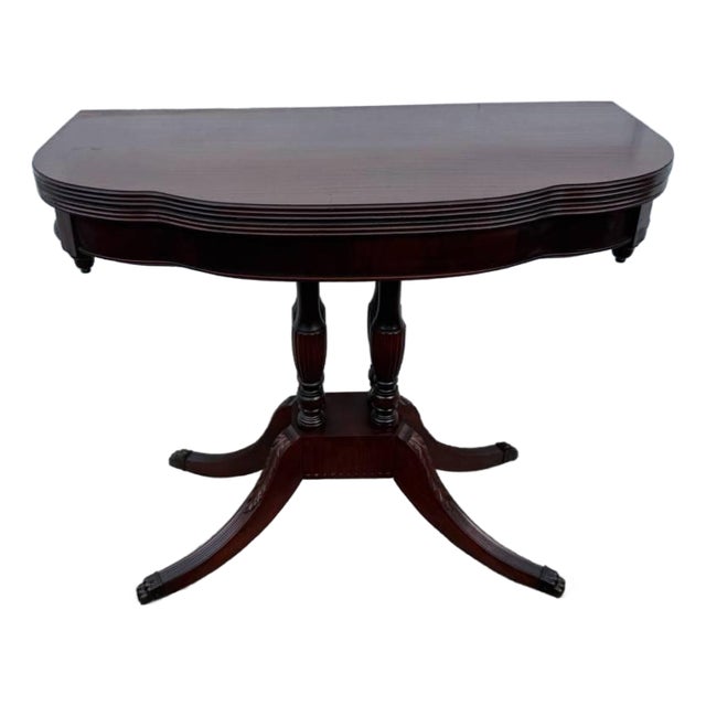 Mid 20th Century Federal Duncan Phyfe Style Mahogany Flip Top Card Game Table /Console Table by J B Van For Sale