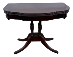 Mid 20th Century Federal Duncan Phyfe Style Mahogany Flip Top Card Game Table /Console Table by J B Van