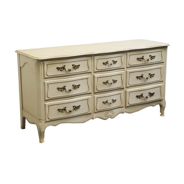 DAVIS CABINET Co. Cream / Off White French Provincial 62" Triple Dresser 32.5" High 62.5" Wide 20.25" Deep We specialize...