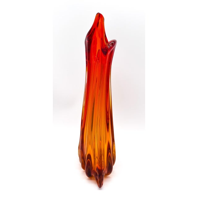 Mid-Century Modern Vintage Amberina Hand Blown Glass Vase For Sale - Image 3 of 10