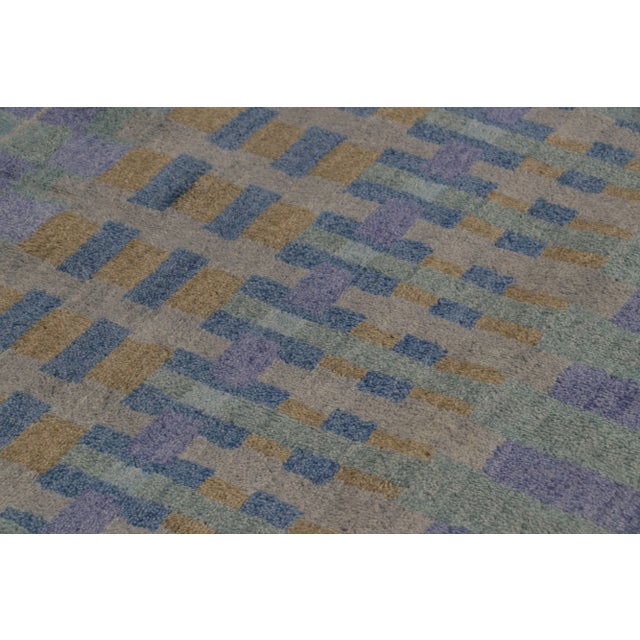 2010s Rug & Kilim’s Modern Abstract Rug in Indigo, Purple, and Gold Geometry For Sale - Image 5 of 8